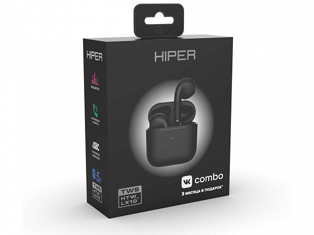 Беспроводные наушники HIPER TWS Lazo X10 Black (HTW-LX10) Bluetooth 5.1 гарнитура, Черный с логотипом в Ставрополе заказать по выгодной цене в кибермаркете AvroraStore