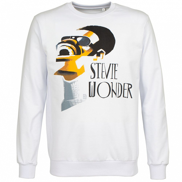 Толстовка «Меламед. Stevie Wonder», белая с логотипом в Ставрополе заказать по выгодной цене в кибермаркете AvroraStore