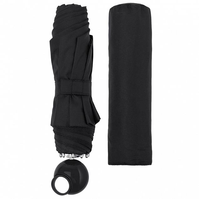 Зонт складной Floyd с кольцом, черный с логотипом в Ставрополе заказать по выгодной цене в кибермаркете AvroraStore