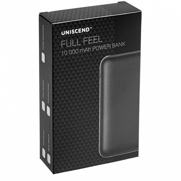 Внешний аккумулятор Uniscend Full Feel 10000 mAh, черный с логотипом в Ставрополе заказать по выгодной цене в кибермаркете AvroraStore