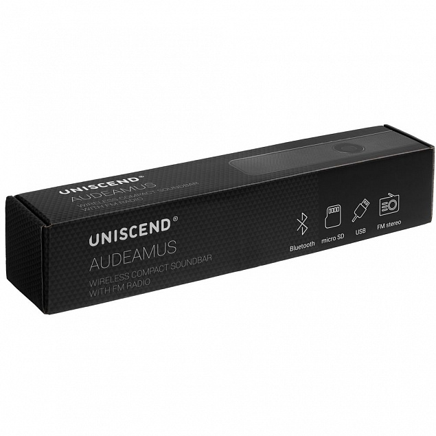 Беспроводная стереоколонка с FM-радио Uniscend Audeamus, черная с логотипом в Ставрополе заказать по выгодной цене в кибермаркете AvroraStore