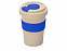 Стакан с пшеничным волокном с силиконовой манжетой и клапаном на крышке, синий с логотипом в Ставрополе заказать по выгодной цене в кибермаркете AvroraStore