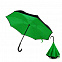 Зонт-трость механический  Chaplin, черно-зеленый с логотипом в Ставрополе заказать по выгодной цене в кибермаркете AvroraStore