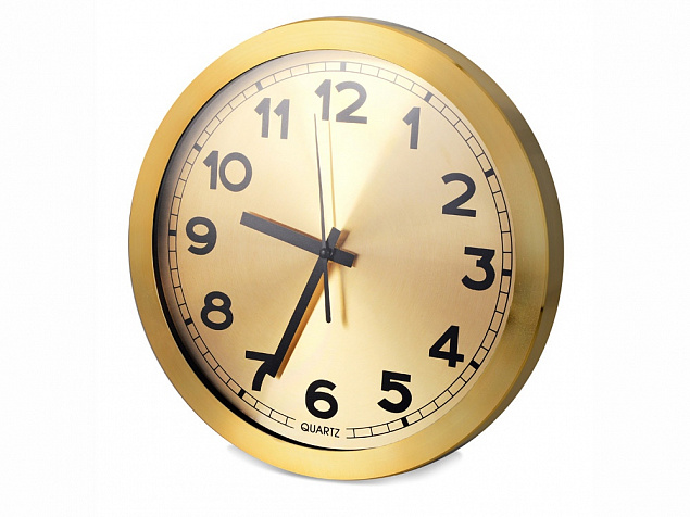 Часы настенные Кларк, золотистый с логотипом в Ставрополе заказать по выгодной цене в кибермаркете AvroraStore