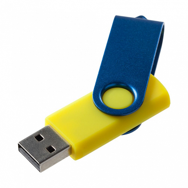 Флешка Twist Color, желтая с синим, 16 Гб с логотипом в Ставрополе заказать по выгодной цене в кибермаркете AvroraStore