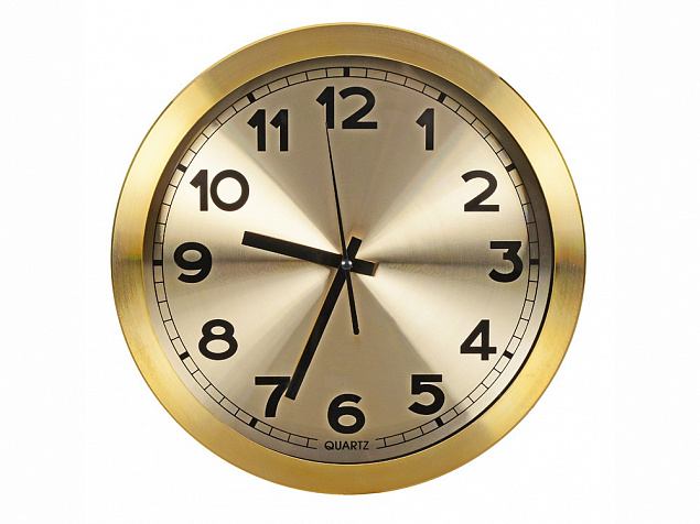Часы настенные Кларк, золотистый с логотипом в Ставрополе заказать по выгодной цене в кибермаркете AvroraStore