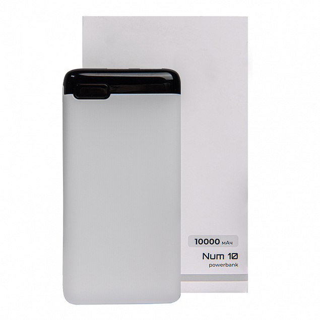 Универсальный аккумулятор OMG Num 10 (10000 мАч), белый, 13,9х6.9х1,4 см с логотипом в Ставрополе заказать по выгодной цене в кибермаркете AvroraStore