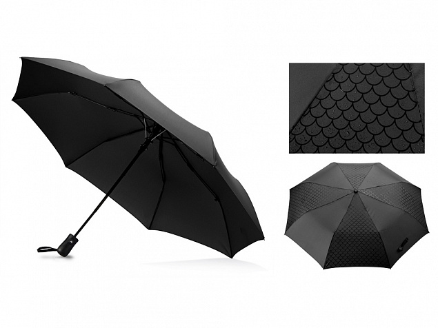 Зонт-полуавтомат складной Marvy с проявляющимся рисунком, черный с логотипом в Ставрополе заказать по выгодной цене в кибермаркете AvroraStore