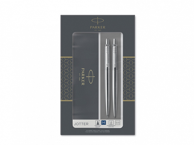 Набор Parker Jotter Core Stainless Steel CT ручка шариковая, карандаш механический с логотипом в Ставрополе заказать по выгодной цене в кибермаркете AvroraStore