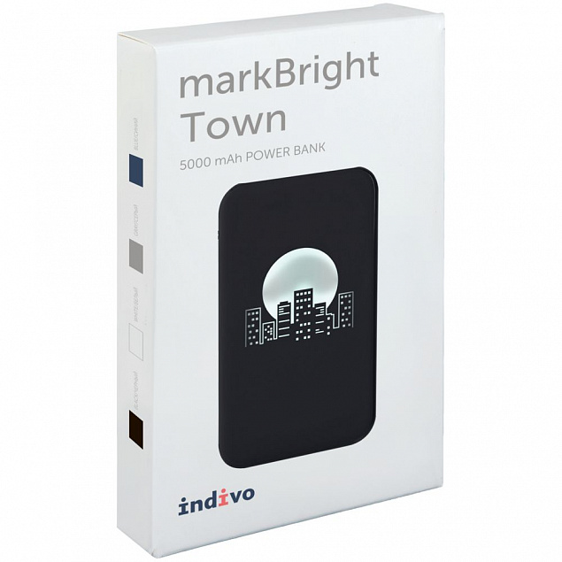 Аккумулятор с подсветкой markBright Town, 5000 мАч, черный с логотипом в Ставрополе заказать по выгодной цене в кибермаркете AvroraStore