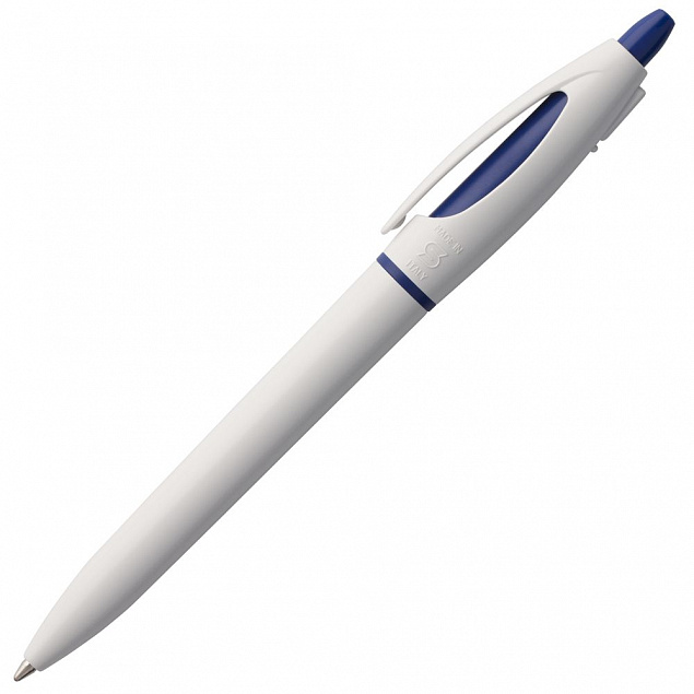 Ручка шариковая S! (Си), белая с темно-синим с логотипом в Ставрополе заказать по выгодной цене в кибермаркете AvroraStore