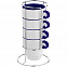 Набор кружек Inset с подставкой, синий с логотипом в Ставрополе заказать по выгодной цене в кибермаркете AvroraStore
