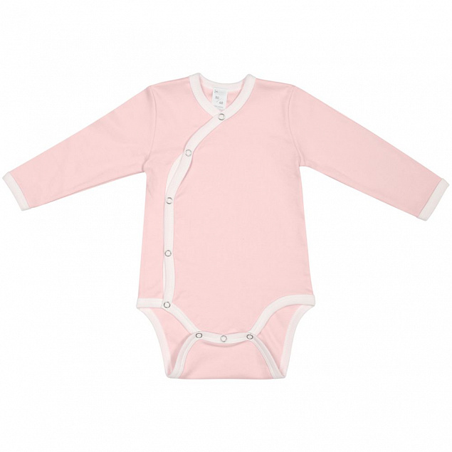 Боди детское Baby Prime, розовое с молочно-белым с логотипом в Ставрополе заказать по выгодной цене в кибермаркете AvroraStore