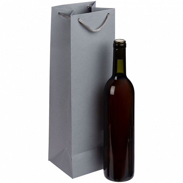 Пакет под бутылку Vindemia, серый с логотипом в Ставрополе заказать по выгодной цене в кибермаркете AvroraStore