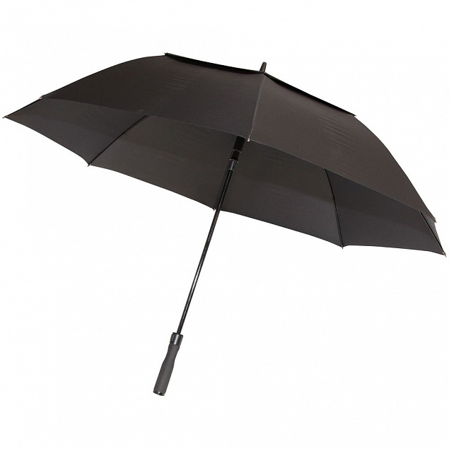 Зонт-трость Fiber Golf Air, черный с логотипом в Ставрополе заказать по выгодной цене в кибермаркете AvroraStore