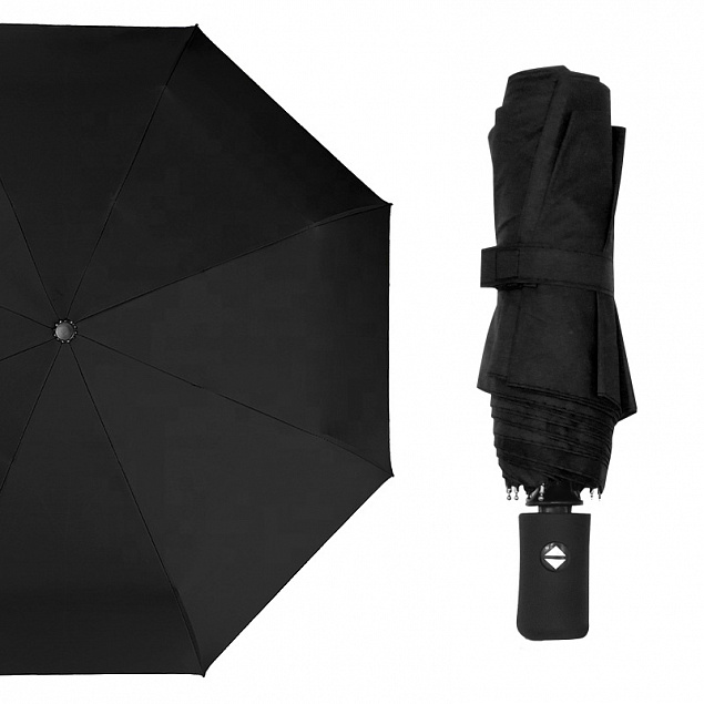 Автоматический противоштормовой зонт Vortex - Черный AA с логотипом в Ставрополе заказать по выгодной цене в кибермаркете AvroraStore