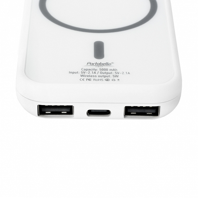 Внешний аккумулятор, Ultima Wireless Magnetic, 5000 mah, белый с логотипом в Ставрополе заказать по выгодной цене в кибермаркете AvroraStore