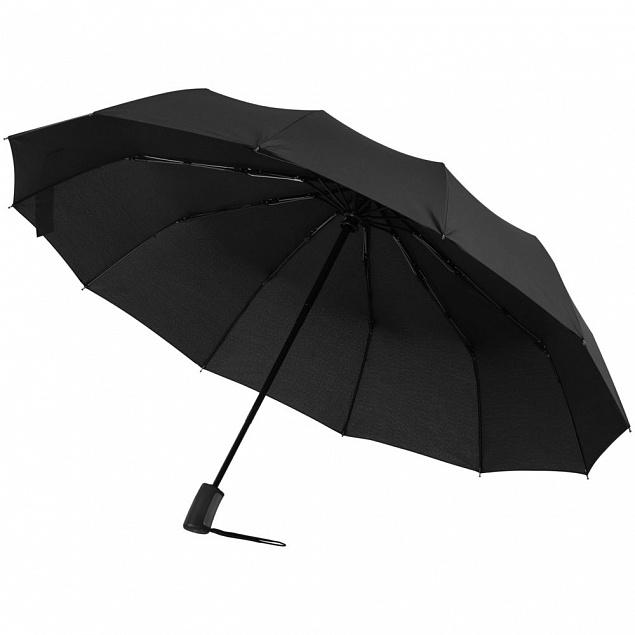 Зонт складной Fiber Magic Major с кейсом, черный с логотипом в Ставрополе заказать по выгодной цене в кибермаркете AvroraStore