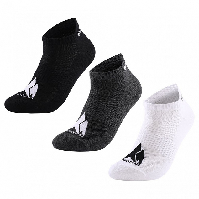 Набор из 3 пар спортивных носков Monterno Sport, черный, серый и белый с логотипом в Ставрополе заказать по выгодной цене в кибермаркете AvroraStore