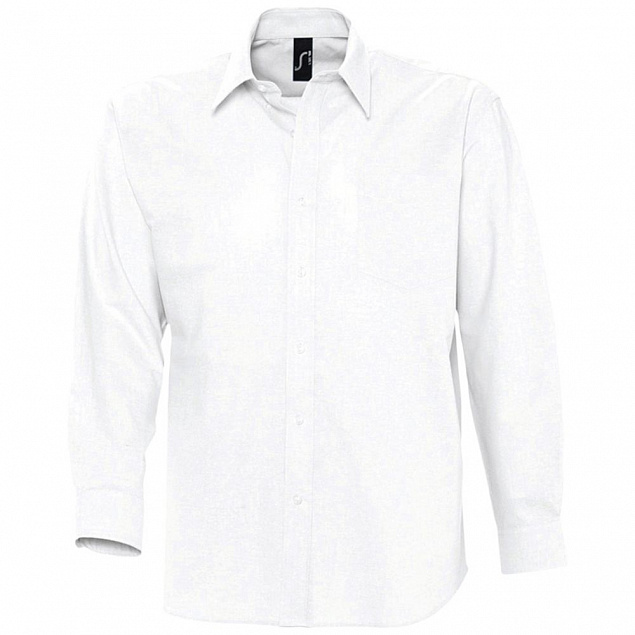Рубашка мужская с длинным рукавом BOSTON, белая с логотипом в Ставрополе заказать по выгодной цене в кибермаркете AvroraStore