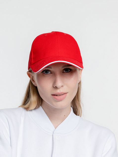 Бейсболка Generic, красная с белым кантом с логотипом в Ставрополе заказать по выгодной цене в кибермаркете AvroraStore