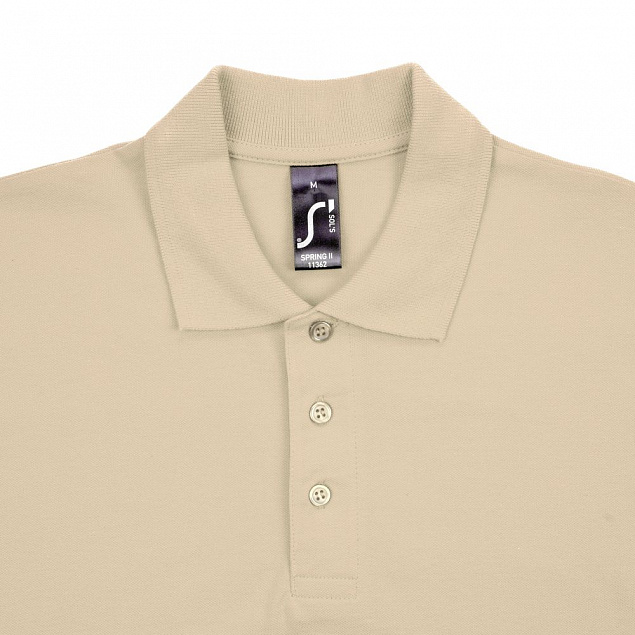 Рубашка поло мужская SPRING 210, бежевая с логотипом в Ставрополе заказать по выгодной цене в кибермаркете AvroraStore