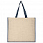 Холщовая сумка для покупок Bagari с синей отделкой с логотипом в Ставрополе заказать по выгодной цене в кибермаркете AvroraStore
