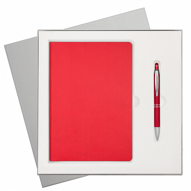 Подарочный набор Rain, красный (ежедневник, ручка) с логотипом в Ставрополе заказать по выгодной цене в кибермаркете AvroraStore