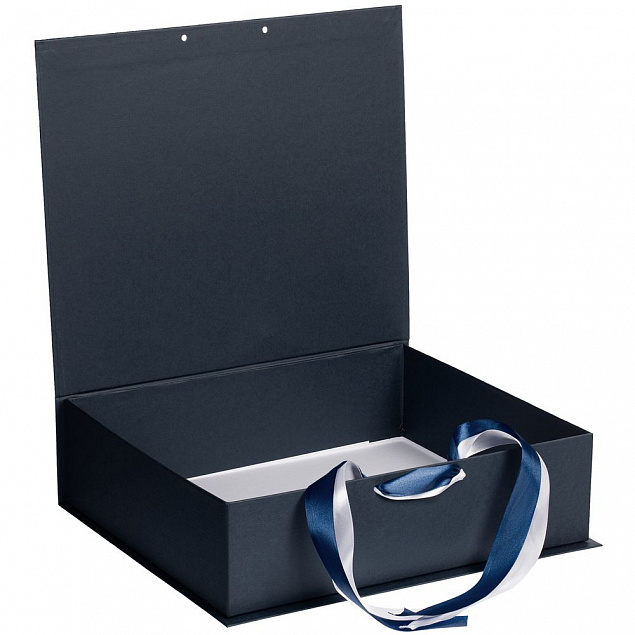 Коробка на лентах Tie Up, синяя с логотипом в Ставрополе заказать по выгодной цене в кибермаркете AvroraStore