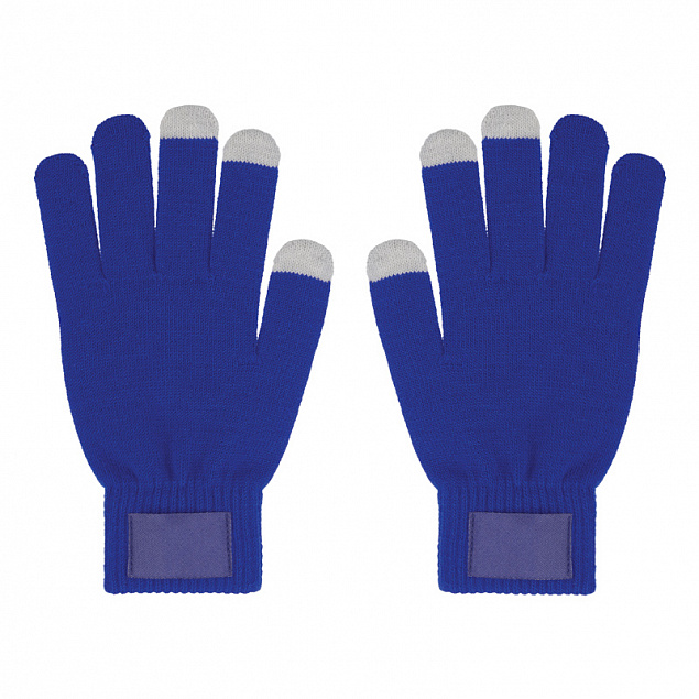Перчатки мужские для работы с сенсорными экранами, синие с логотипом в Ставрополе заказать по выгодной цене в кибермаркете AvroraStore