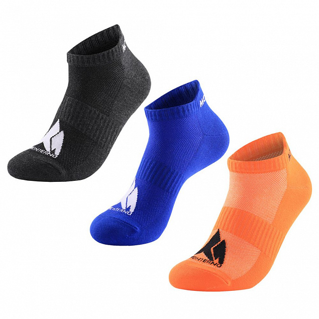 Набор из 3 пар спортивных носков Monterno Sport, серый, синий и оранжевый с логотипом в Ставрополе заказать по выгодной цене в кибермаркете AvroraStore