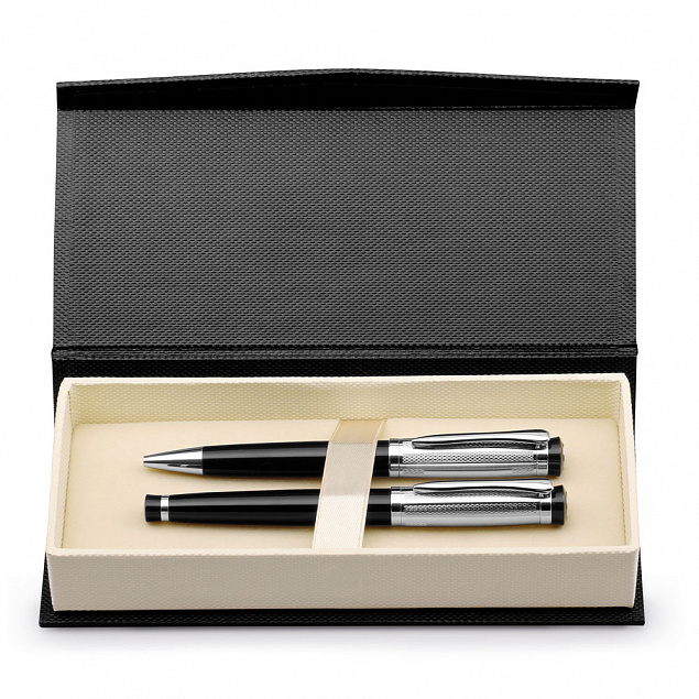 Письменный набор ORLANDO, ручка и ручка-роллер, серебристый с логотипом в Ставрополе заказать по выгодной цене в кибермаркете AvroraStore