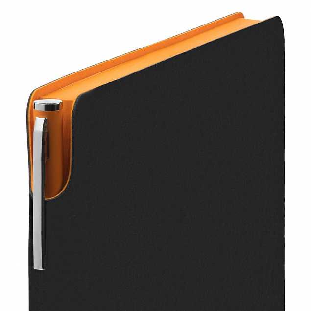 Ежедневник Flexpen Black ver.2, недатированный, черный с оранжевым с логотипом в Ставрополе заказать по выгодной цене в кибермаркете AvroraStore