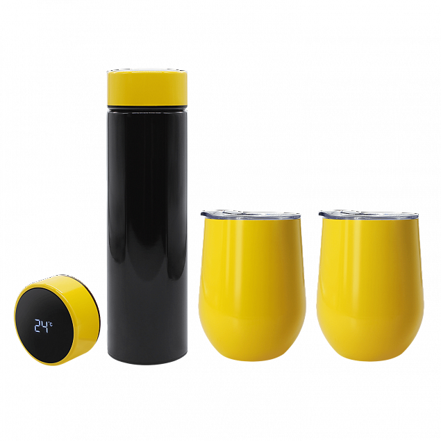 Набор Hot Box Duo C2B grey (черный с желтым) с логотипом в Ставрополе заказать по выгодной цене в кибермаркете AvroraStore