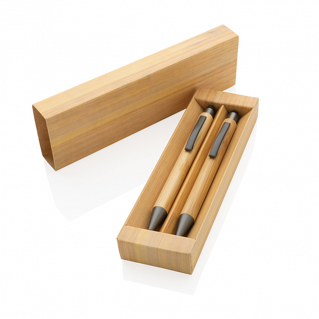 Набор Bamboo с ручкой и карандашом в коробке с логотипом в Ставрополе заказать по выгодной цене в кибермаркете AvroraStore