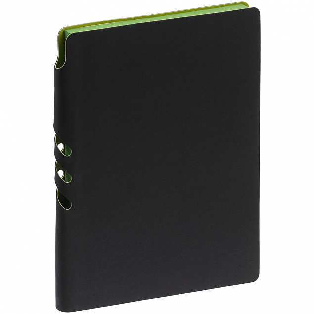 Ежедневник Flexpen Black, недатированный, черный с зеленым с логотипом в Ставрополе заказать по выгодной цене в кибермаркете AvroraStore