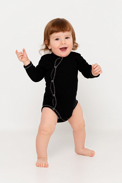 Боди детское Baby Prime, черное с логотипом в Ставрополе заказать по выгодной цене в кибермаркете AvroraStore