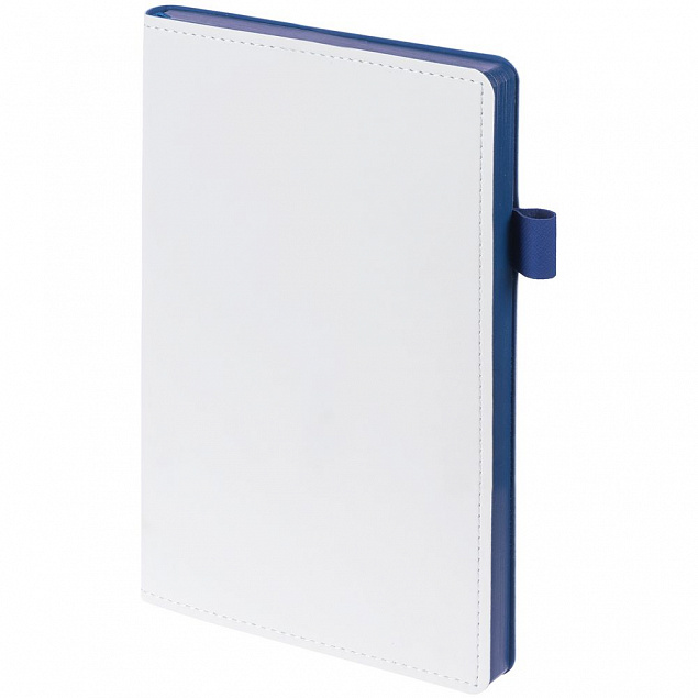 Ежедневник White Shall, недатированный, белый с синим с логотипом в Ставрополе заказать по выгодной цене в кибермаркете AvroraStore