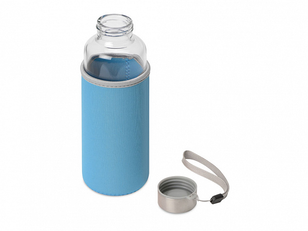 Бутылка для воды Pure c чехлом, 420 мл, голубой с логотипом в Ставрополе заказать по выгодной цене в кибермаркете AvroraStore