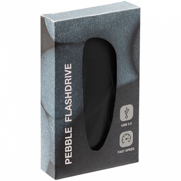 Флешка Pebble, черная, USB 3.0, 16 Гб с логотипом в Ставрополе заказать по выгодной цене в кибермаркете AvroraStore