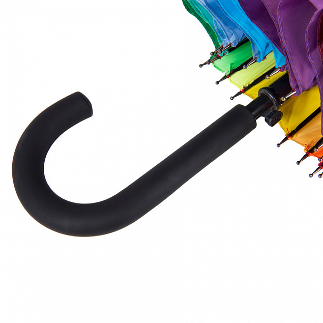 Зонт-трость  "Радуга", пластиковая ручка, полуавтомат с логотипом в Ставрополе заказать по выгодной цене в кибермаркете AvroraStore