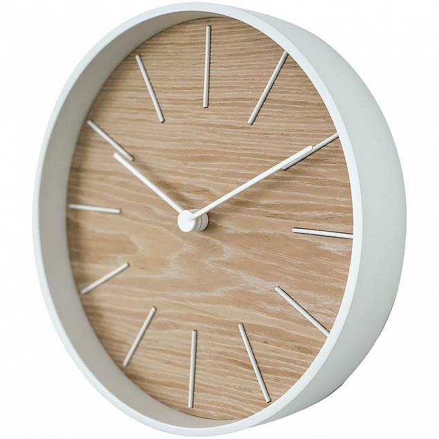 Часы настенные Kudo, беленый дуб с логотипом в Ставрополе заказать по выгодной цене в кибермаркете AvroraStore