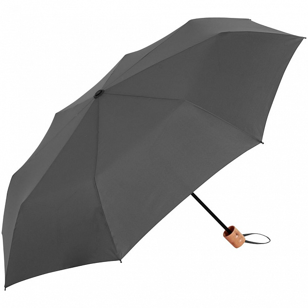 Зонт складной OkoBrella, серый с логотипом в Ставрополе заказать по выгодной цене в кибермаркете AvroraStore