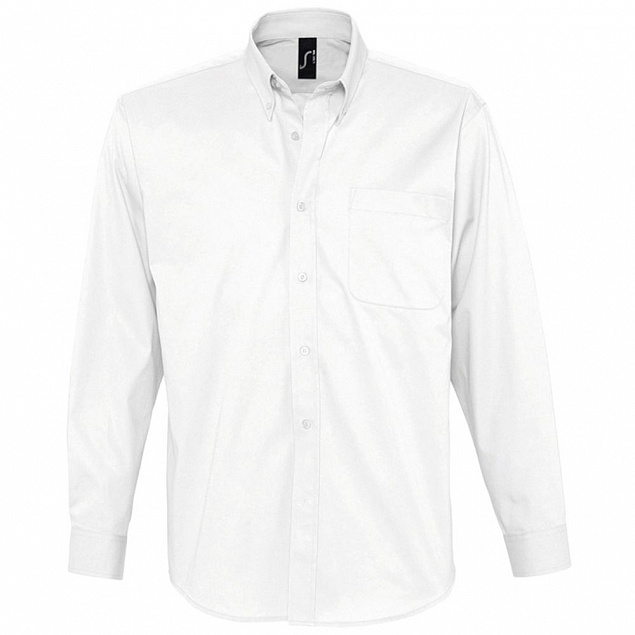 Рубашка мужская с длинным рукавом BEL AIR, белая с логотипом в Ставрополе заказать по выгодной цене в кибермаркете AvroraStore