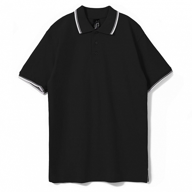 Рубашка поло мужская с контрастной отделкой PRACTICE 270 черная с логотипом в Ставрополе заказать по выгодной цене в кибермаркете AvroraStore