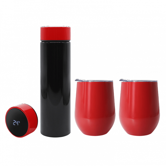 Набор Hot Box Duo C2B grey (черный с красным) с логотипом в Ставрополе заказать по выгодной цене в кибермаркете AvroraStore