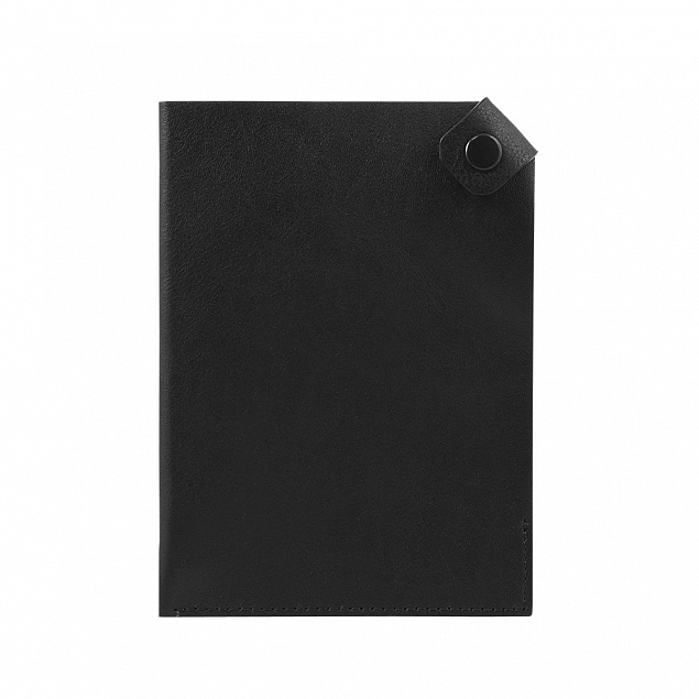 Чехол для паспорта PURE 140*90 мм., застежка на кнопке, натуральная кожа (гладкая), черный с логотипом в Ставрополе заказать по выгодной цене в кибермаркете AvroraStore