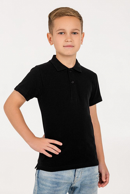 Рубашка поло детская Virma Kids, черная с логотипом в Ставрополе заказать по выгодной цене в кибермаркете AvroraStore