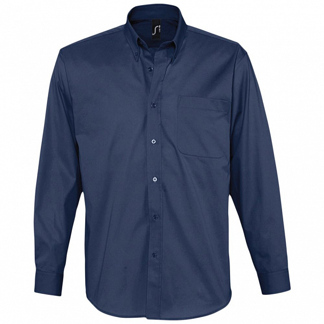 Рубашка мужская с длинным рукавом Bel Air, темно-синяя (кобальт) с логотипом в Ставрополе заказать по выгодной цене в кибермаркете AvroraStore
