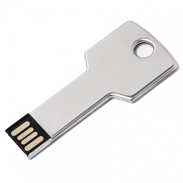 USB flash-карта KEY (16Гб), серебристая, 5,7х2,4х0,3 см, металл с логотипом в Ставрополе заказать по выгодной цене в кибермаркете AvroraStore